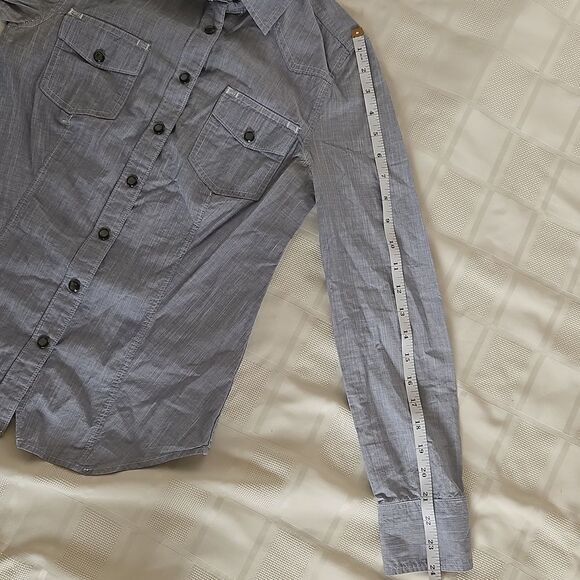 Club Monaco Women's Button-Down Long Sleeves Cotton Shirt XS Blue - Picture 9 of 16